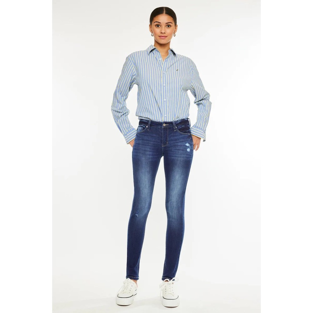 Kancan Mid Rise Supper Skinny Ripped Denim Jeans Size 15/31